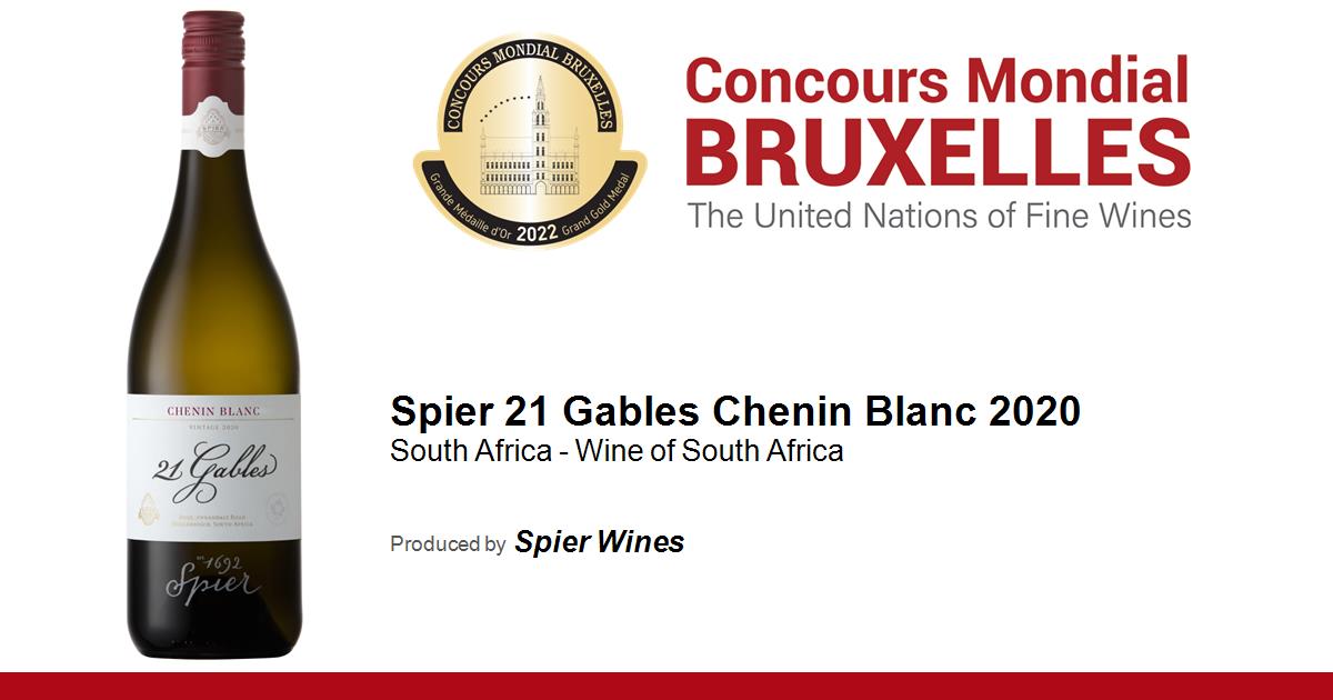 Spier Gables Chenin Blanc Concours Mondial De Bruxelles